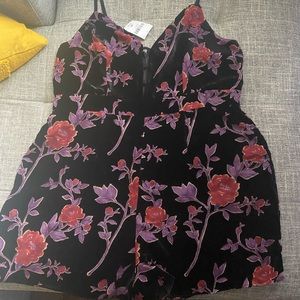 Floral velvet romper - plus size